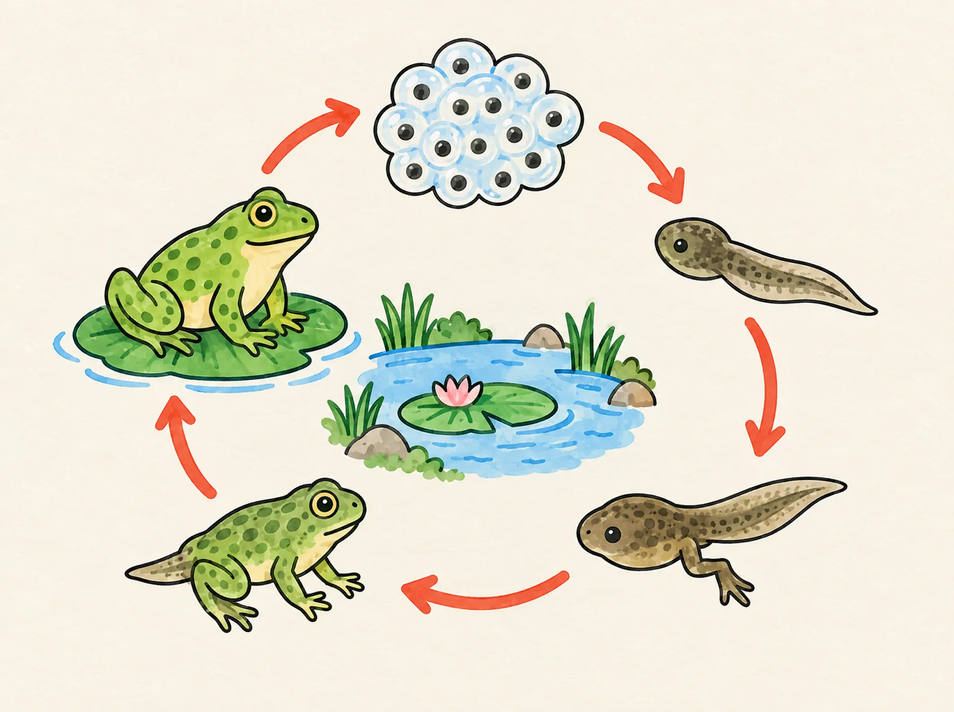 Lebenszyklus des Frosches als Whiteboard-Animation
